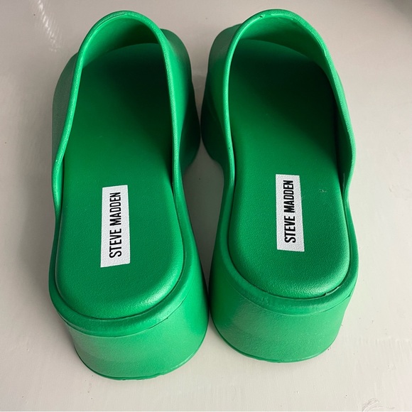 Steve Madden Green Platform Slide Sandals Size 9 - Picture 3 of 5
